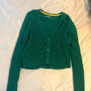 American Eagle cropped green sweater, size small, worn once!